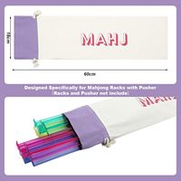 Sac fourre-tout Mahjong violet avec broderie de lettres, organisateur de rangement en toile pour tuiles et supports, sac de voyage grande capacité