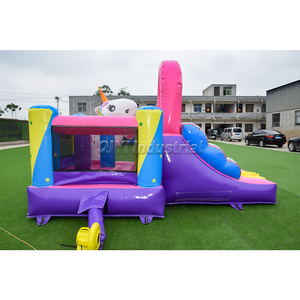 บ้านเด้งเป่าลมสไตล์ยูนิคอร์นในเชิงพาณิชย์พร้อมสไลด์สำหรับกิจกรรมบ้านเด้งสำหรับเด็กอายุ12เมตร - Product Image 4