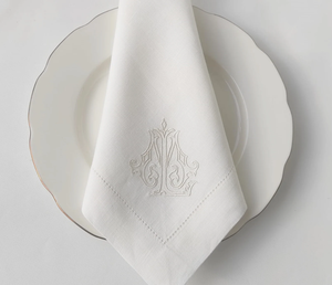 <span class=keywords><strong>Serviettes</strong></span> <span class=keywords><strong>de</strong></span> <span class=keywords><strong>table</strong></span> en lin <span class=keywords><strong>brodées</strong></span> à la main, carrées, blanches, en coton, avec monogramme et ourlet festonné, logo personnalisé, 20 x 20 - Product Image 4