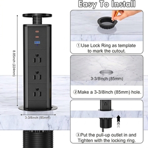 Torre de Enchufes Plegable con 3 <span class=keywords><strong>Tomas</strong></span> de Corriente CA, Puertos USB-C y Enchufe para Encimera de Cocina u Oficina - Product Image 4