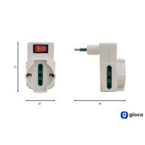 Gloca Pack de 3 adaptateurs triples 16A 250V 2 prises avec interrupteur, rallonge de prise en plastique blanc - Product Image 3