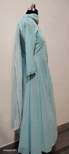 Ensemble Kurti Duppata long en coton 100% pur, broderie ethnique verte, pour femmes, pour les fêtes et la famille - Product Image 4