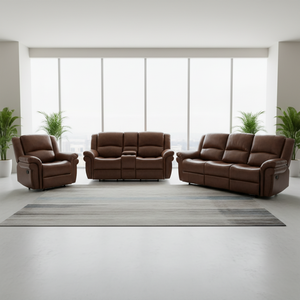 Sofá <span class=keywords><strong>Reclinable</strong></span> Extensible en Oferta para Cine en Casa y Uso en Hoteles, Sofá <span class=keywords><strong>Reclinable</strong></span> Manual 321 con Consola, Muebles de Cuero Sintético - Product Image 6
