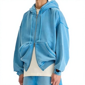 Wholesale Heavyweight Cotton <b>Zip</b> Up Hoodie Puff Print Custom Logo Men's Streetwear Factory Direct - Product Image 5
