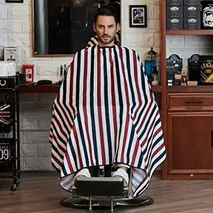 पेशेवर हज्जाम की दुकान सैलून नायलॉन केप बंद होने के साथ तस्वीर नाई स्टाइल केप यूनिसेक्स काले बाल काटने केप 59 "x 51"