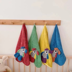 Juego de toallas suaves para baño de bebé, conjunto de <span class=keywords><strong>toalla</strong></span> de terciopelo Coral con estampado de animales de dibujos animados, cómoda - Product Image 2