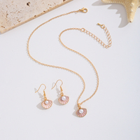 Parure de bijoux tendance en alliage avec pendentif coquillage émaillé festonné et chaîne dorée, thème océan, cadeau pour femme, artisanat Runcheng