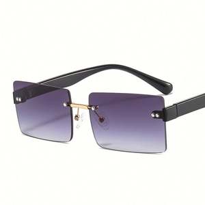 Gafas de Sol Cuadradas Pequeñas Retro de Moda 2021 para Mujer, Lentes con Gradiente UV400, Montura Rectangular sin Aro - Product Image 5