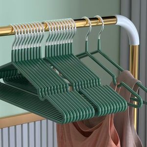 Green Plastic Clothes Hangers 10 Pack Thickened Non Marking Anti Slip For Home Dormitory Use Rectangle Shape Hook Type - Product Image 1