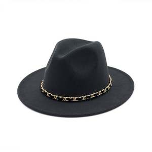 X3092 Sombrero de Fieltro y Cuero PU Vintage, Sombrero de Vaquero de Ala Ancha, Sombrero Homburg de Lana - Product Image 6