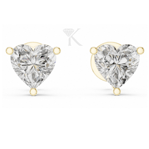 ต่างหูเพชรทรงหัวใจแบบเต็มเม็ด ประดับด้วยตัวเรือนเงิน 3 ขา พร้อมตัวล็อคแบบเกลียว หรูหรา สง่างาม เรียบง่าย - Product Image 1