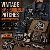 Patch brodé rétro punk tête de mort, thermocollant pour veste, chapeau, sac à dos