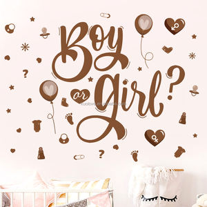 Ragazzo o ragazza Slogan inglese oro adesivi <span class=keywords><strong>murali</strong></span> Baby Room bambino rivelare festa decorazione carta da parati autoadesiva PVC adesivi <span class=keywords><strong>murali</strong></span> - Product Image 4