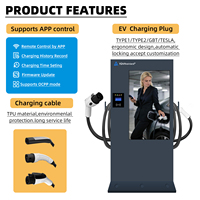 Borne de recharge DC pour VE au sol 14-44KW Type1 GBT Type2 OCPP1.6J Double connecteur Lecteur de carte bancaire POS Station de recharge commerciale pour VE CE