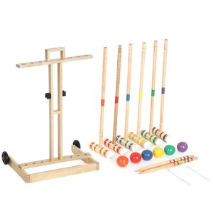 Jeu de croquet en bois d'extérieur pour 6 joueurs, en bois massif, avec balles et maillettes, pour enfants et famille, jeu de jardin - Product Image 5