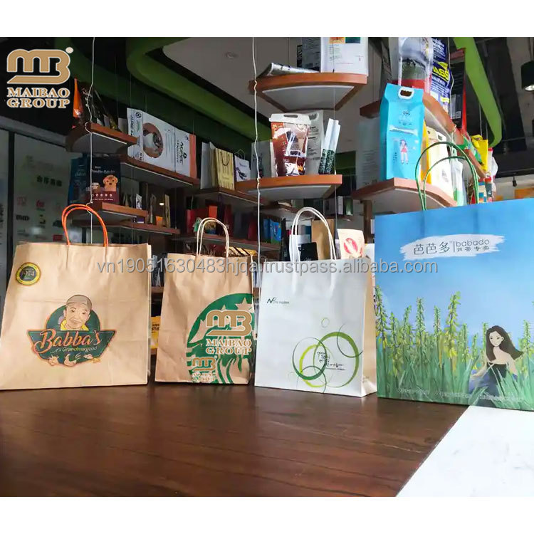 Custom Printing Shopper Gift Craft Paper Bag High Quality Kraft Paper Bags With Handles, Twisted Handle Shopping Packaging Pouch