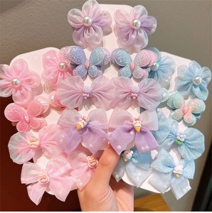 <span class=keywords><strong>Barrettes</strong></span> Papillon Modernes Scintillantes avec Nœud Floral en Tissu pour Bébés Filles – Accessoires Cheveux Mignons pour Enfants – Idéales pour Fêtes - Product Image 2