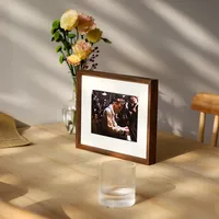 Cadre photo en bois de noyer noir de qualité supérieure, design moderne minimaliste, fait main, écologique, avec passe-partout blanc, pour décoration murale ou de bureau, cadeau
