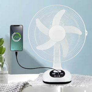 Solar Powered Desk <b>Fan</b> 5 Blades Brushed Motor <b>Remote</b> <b>Control</b> Rechargeable 50W Household Emergency <b>Fan</b> Oscillating Timer 16 Blade - Product Image 6