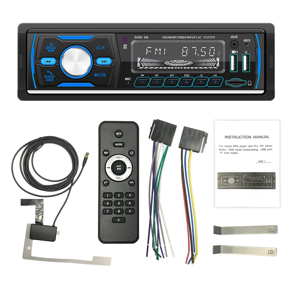 Penerima Radio Stereo Mobil BT, dengan Remote Kontrol, Penerima Media Digital Din Tunggal Mendukung FM/AM RDS DAB Aksesoris MP3