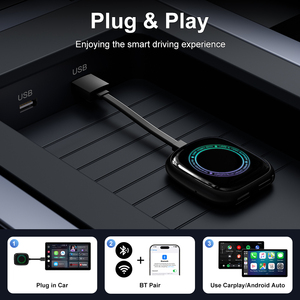 Boîte AI CarPlay sans fil portable universelle FCL Y4 avec Netflix/Android Auto pour voitures universelles à trois systèmes, dongle automobile - Product Image 2