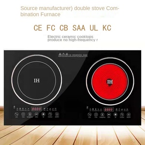 Cuisinière hybride combinée induction infrarouge à deux foyers, en verre trempé et acier inoxydable, contrôlée par application, pour la maison - Product Image 3