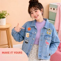 Patchs brodés mignons de dessins animés, appliques personnalisées en cuir et denim, à thermocoller ou à coudre, accessoires vestimentaires en gros