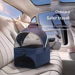 Kereta Dorong Hewan Peliharaan Portabel 4 Roda Lipat dengan Reflektor Merah untuk Anjing Kucing, Tali Pengikat yang Dapat Disesuaikan, Keranjang Penyimpanan Ekstra Besar dan Bernapas - Product Image 4