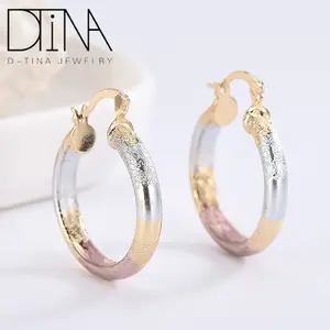 DTINA — boucles d'oreilles simples et populaires, boucles d'oreilles rondes avec trois couleurs