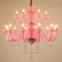 Lustre LED Dimmable Moderne Rose Princesse en Cristal, Hauteur Réglable, pour Chambre d'Enfant
