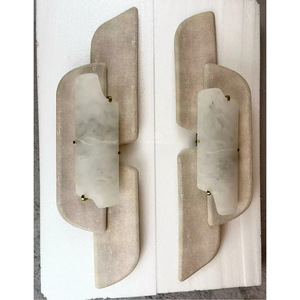 Marble Wall Lamp <b>Led</b> <b>Light</b> Source Wall Mounted Leather Shade White Modern Nordic Living <b>Room</b> Bedroom Hotel Decor - Product Image 2