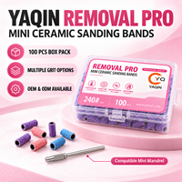 Bandes abrasives en céramique YAQIN mini, 100 pièces, grains 80, 120, 180, 240, avec boîte de rangement, emballage personnalisé OEM avec étiquette couleur