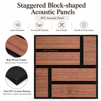 Panneaux acoustiques en bois véritable, blocs superposés, absorption acoustique, panneau mural insonorisant en PET, panneau acoustique décoratif