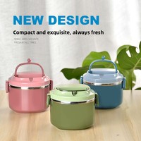 Boîte à lunch empilable en acier inoxydable, bento isotherme multicouche anti-fuite avec poignée, idéal pour le bureau et les étudiants