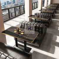 Ensembles de banquettes de café vintage en forme de U pour bars, restaurants, KTV, tables basses et chaises en cuir PU, canapé de boîte de nuit moderne en carton