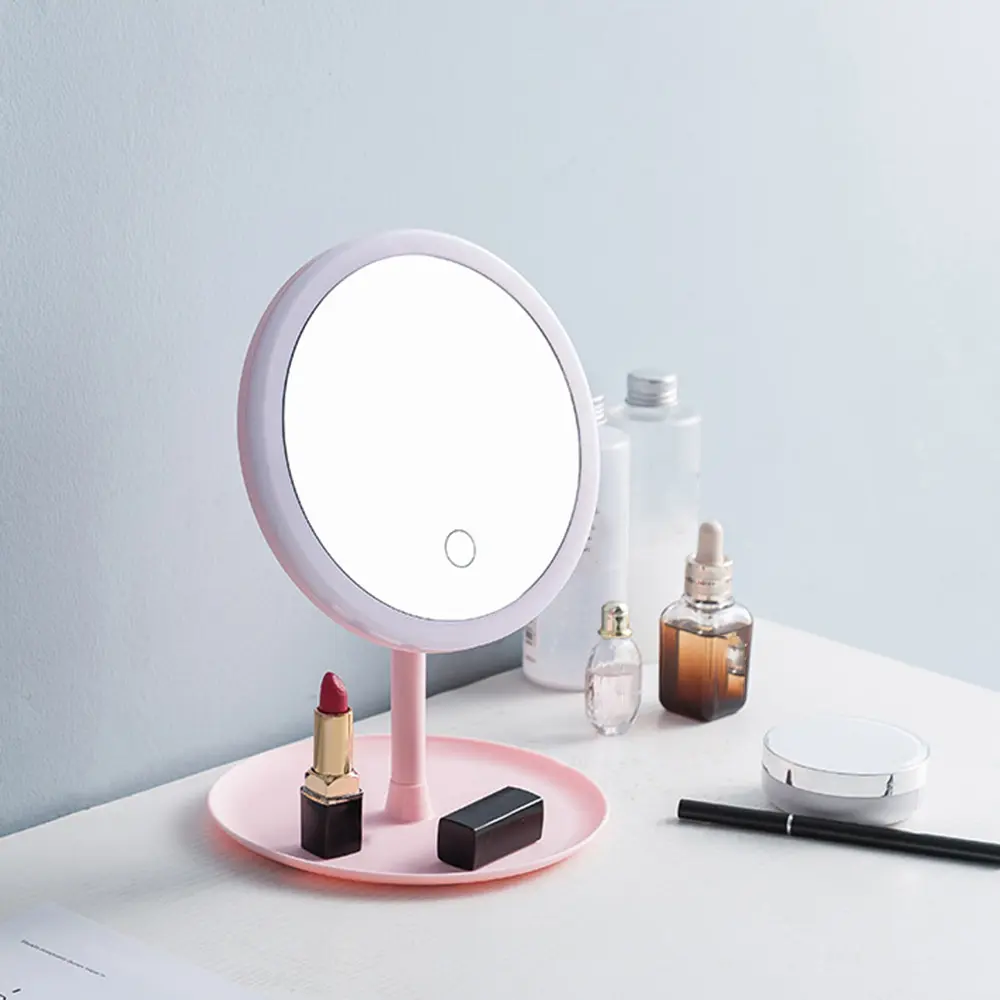 Espejo de maquillaje luminoso led personalizado, venta al por mayor, 2020