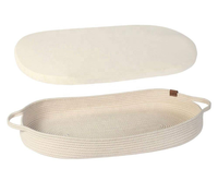 Lit de bébé tressé en corde de coton et jonc de mer avec matelas rembourré, paniers de rangement, paniers à langer pour nouveau-né et paniers Moïse