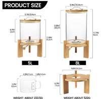 Pot de rangement pour riz en verre classique fait à la main, 5L, transparent, grande capacité, hermétique, écologique, avec couvercle à rabat, distributeur, récipient de cuisine