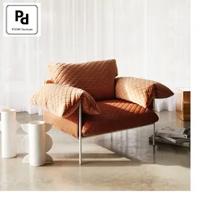 2022 Hot Sale Modern Design Relax Living Room Furniture Velvet Fabric Feather Filling Lounge Chair Alva Chair