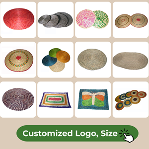 แผ่นรองจานทรงกลมทำจากหญ้าทะเลสไตล์โบโฮหรูหราทำด้วยมือเสื่อหวายสานจากเวียดนาม - Product Image 5