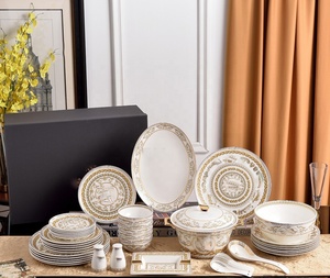 Luxury 58 Pcs Dining Room <b>Set</b> Black Box Europe Bone China Porcelain Dinnerware Nordic Dishes Plates Home Coffee Use Wholesale - Product Image 6