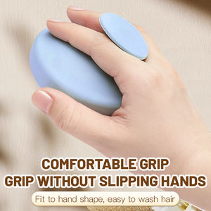 Brosse à shampooing ronde à double usage en silicone souple personnalisée, non jetable, pour le soin des cheveux de bébé avec massage des méridiens - Product Image 3