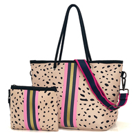 Sac à bandoulière en néoprène avec pochette assortie, sac messager en néoprène pour femme, grande capacité, sac de plage pour les vacances