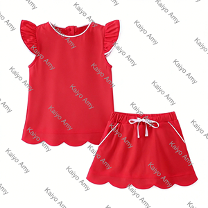 Conjuntos de Ropa para Niñas, Conjuntos de <span class=keywords><strong>Verano</strong></span> de 2 Piezas para Bebés con Mangas con Volantes, Top y Falda con Volantes - Product Image 3
