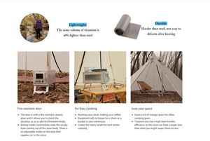 Hornillo de tienda de campaña para exteriores con Panel de ventana, estufa portátil de madera quemada, de liberación rápida, para acampar y senderismo - Product Image 6