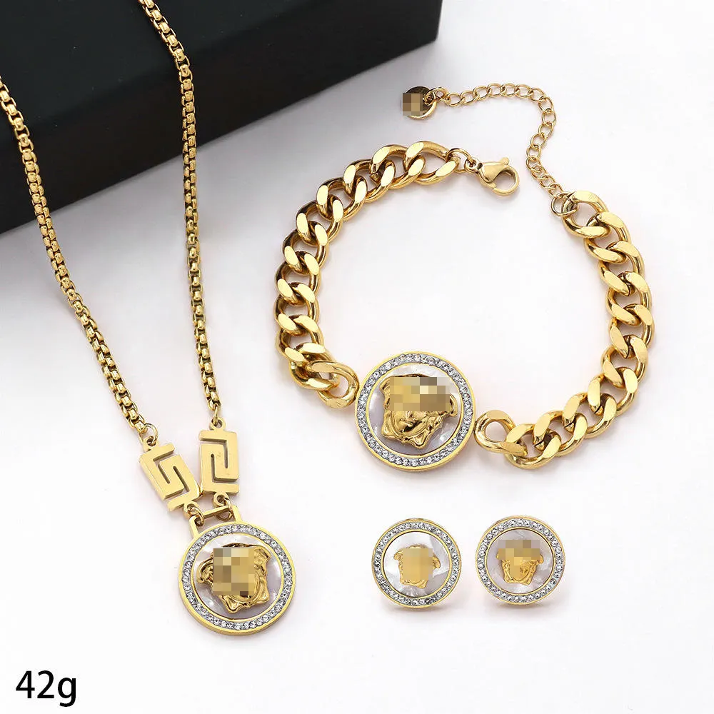 DAIHE High Quality Cuban Chain Gold Plated Necklace Bracelet Earrings Jewelry Set