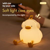 Veilleuse LED personnalisée avec logo pour enfants, jouet canard en silicone souple et compressible, lampe de chevet à intensité variable en forme d'animal de dessin animé