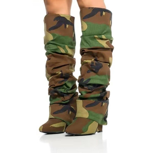 Bottes hautes à talon compensé rehaussant la taille, style mode, pour femmes - Product Image 1