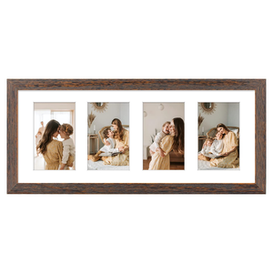 8x20 <b>Picture</b> <b>Frame</b> Set 2 Rustic Brown <b>Wood</b> Durable Collage Display <b>Frames</b> Tempered Glass 4x6 8x20 Mats Horizontal/Vertical Wall - Product Image 1