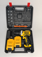 Perceuse à percussion multifonctionnelle 21V sans balais à courant continu, kit d'outils à vitesse variable, 30 accessoires, perçage max. 10mm, OEM Construction